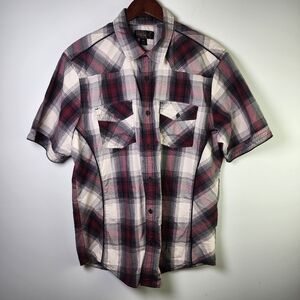 Helix Mens Short Sleeve Plaid Button Down Athletic Fit Shirt Size XL